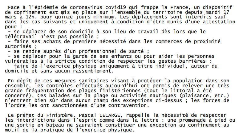 Le Préfet rappelle les règles strictes qui encadrent les sorties. - Aucun(e)