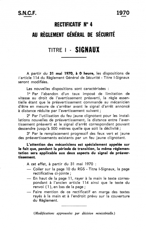 SNCF Règlement Générale de Sécurité. Titre I- Signaux. 1960. Rectificatif nº 4 (1970) 01.png